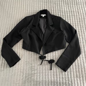 Crop dress blazer with tie detail